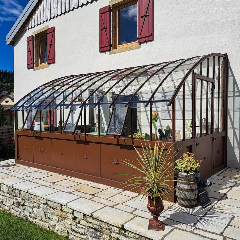 Serre à l'ancienne CHAMBORD largeur 2.80 m sur embase aluminium