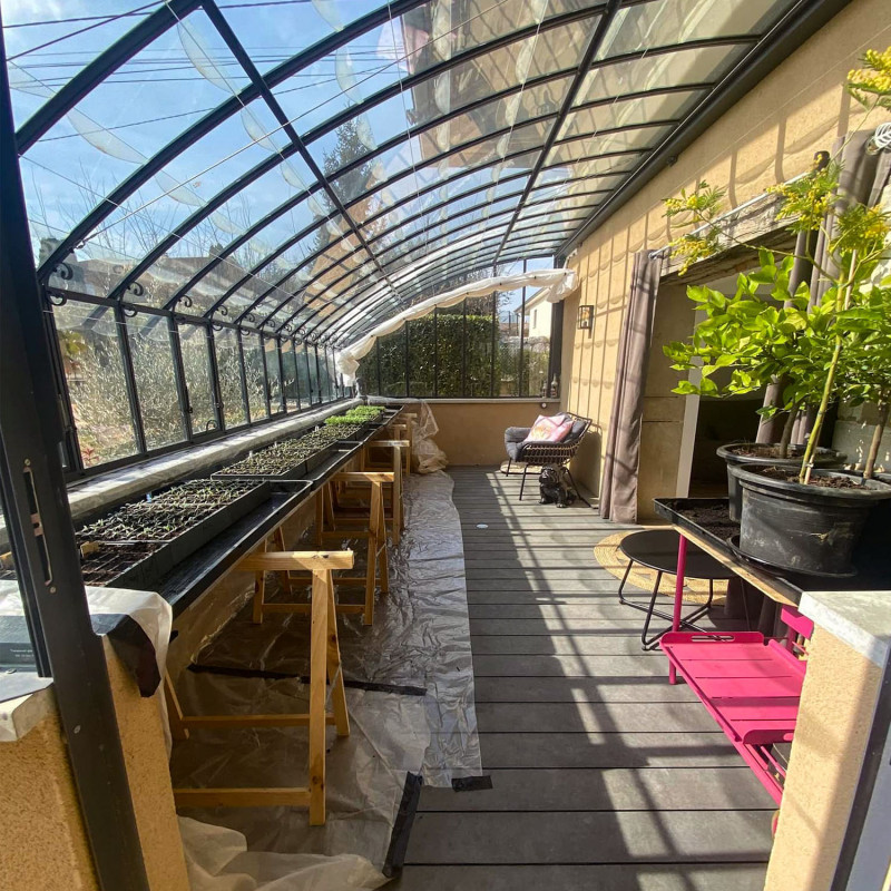 Serre à l'ancienne CHAMBORD largeur 2.80 m sur muret