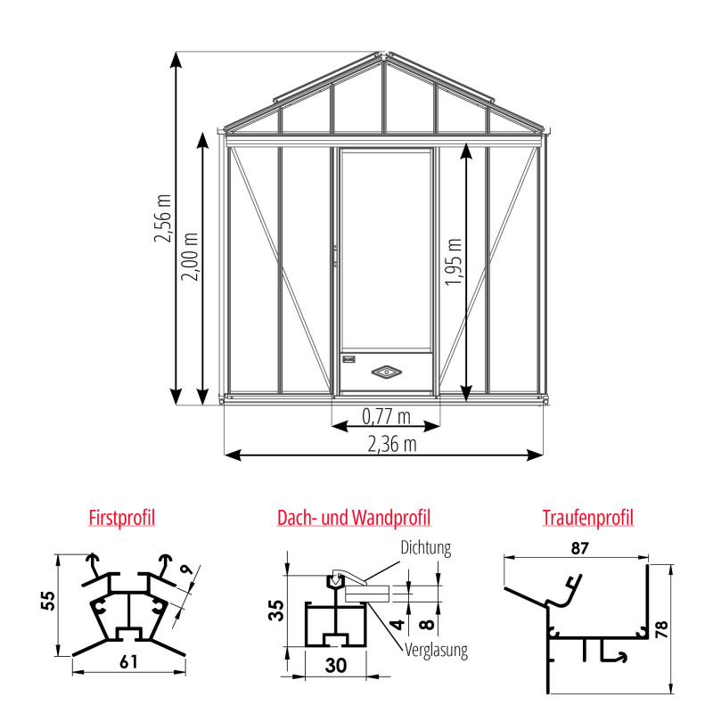 Serre LUXIA Rétro largeur 2,36 m