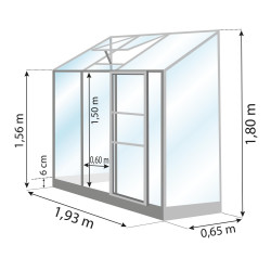 Serre de jardin adossée Lams MÉLISSA 1,30 m² 