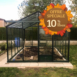Serre de jardin Essentia largeur 3,09 m x 5,30 m - Coloris vert sapin (RAL 6009)