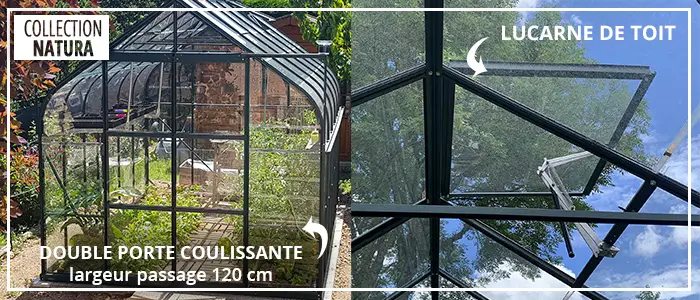 Double porte coulissante et lucarne de toit - SERRE ALOÉ 8,10 m²