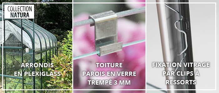 Arrondis en plexiglass, toiture et parois, fixations de vitrages - SERRE ALOÉ 8,10 m²