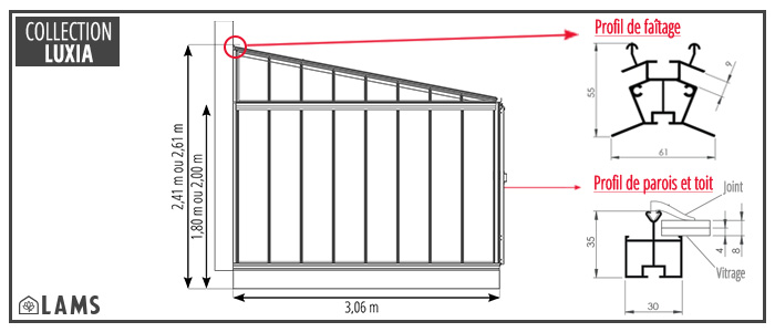 Base incluse - LUXIA RÉTRO ADOSSÉE LARGEUR 3,06 M